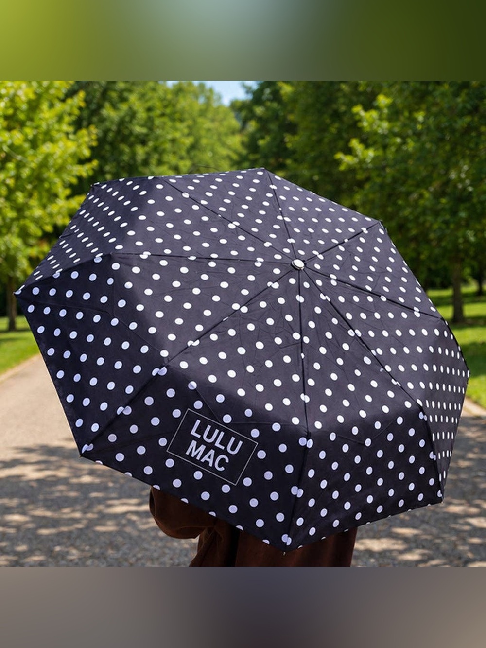 Lulu Mac Umbrella Black w/ White Dot